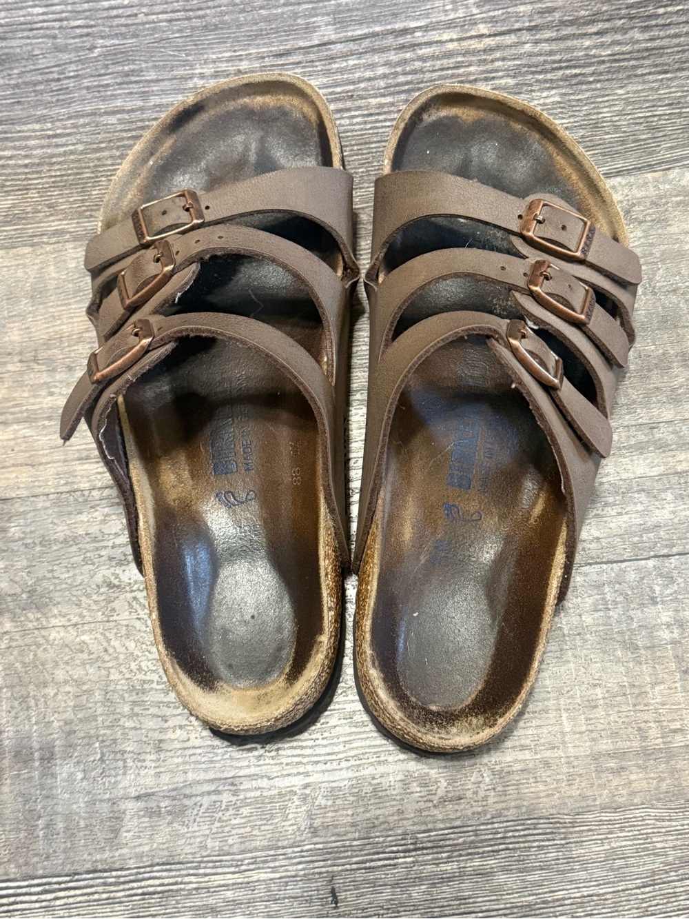 Birkenstock Florida Brown Triple Strap Sandal Size EU 38